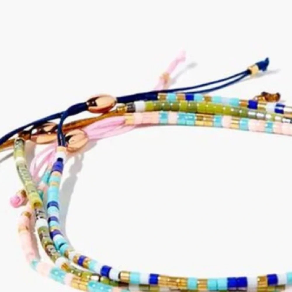 Hand Beaded Pull Chain Multi Bracelet - Set of 3